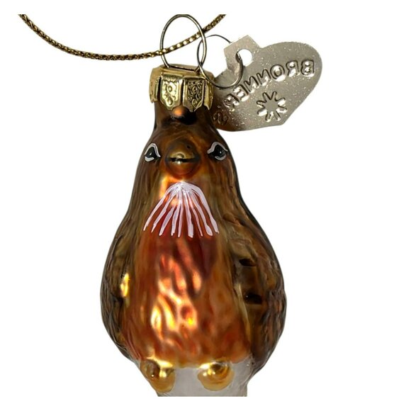 New Blown Glass Robin Bird Ornament Bronners Gold Brown Christmas Holiday VTG - Picture 7 of 10